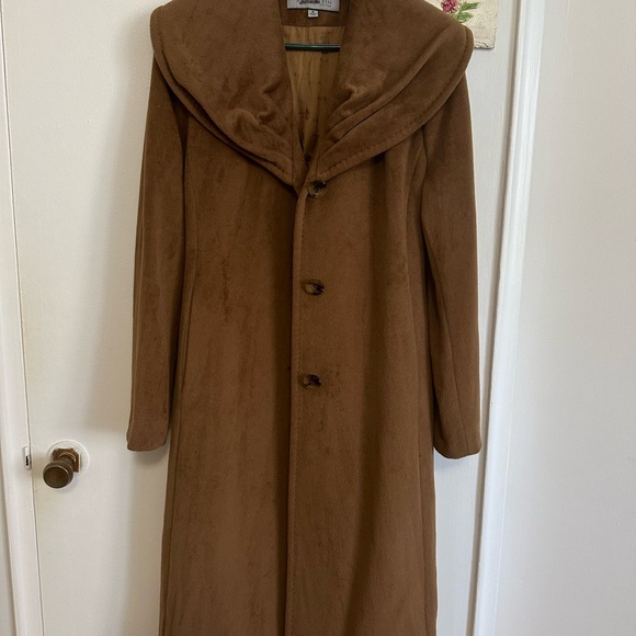 Vintage Anne Klein Belted Brown Wool Trench Coat/OverCoat Size Medium - Picture 7 of 17